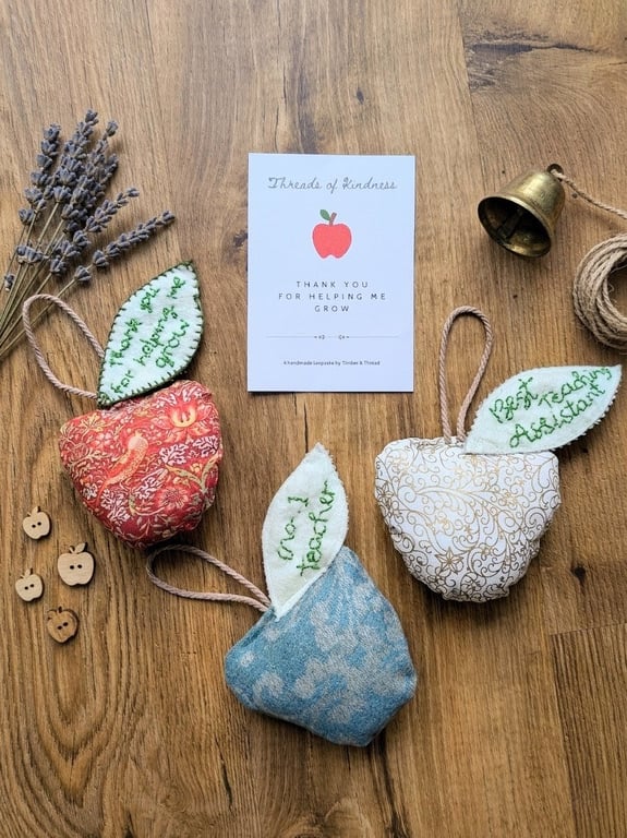 Teacher Thank You Gift – Handmade Fabric Apple Hanging Decoration 