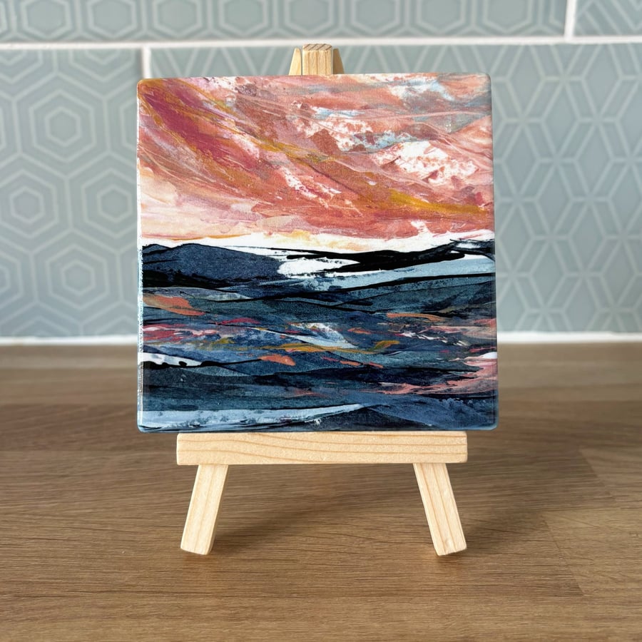 'A Sky Full of Joy' Ceramic Tile with Wooden Easel