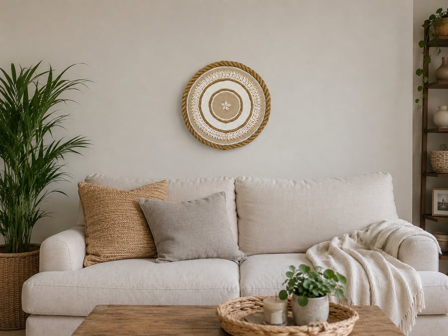 Yemvelo - Handmade Fibre Wall Art - Cowrie Shell & Natural Fibre Design - 