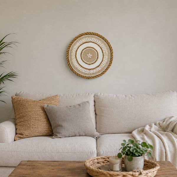 Yemvelo - Handmade Fibre Wall Art - Cowrie Shell & Natural Fibre Design - 