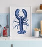 Cornish Blue Lobster Art Print, Cornwall Gifts - Image 2