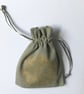 Gold floral drawstring fabric gift bag grey hand printed allium flower print - Image 4