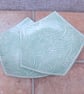 Handmade small plates set of 2 in textured stoneware ceramic light green glaze - Image 4
