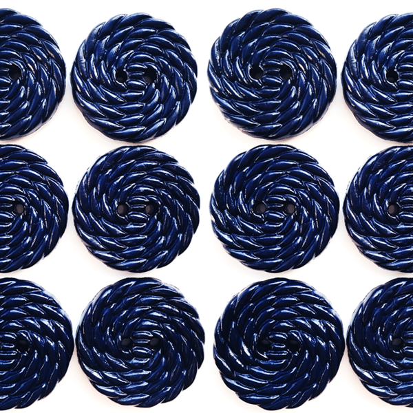 12 Twisted Rope Buttons, Navy Blue, Large 28mm Wide, Knot Design