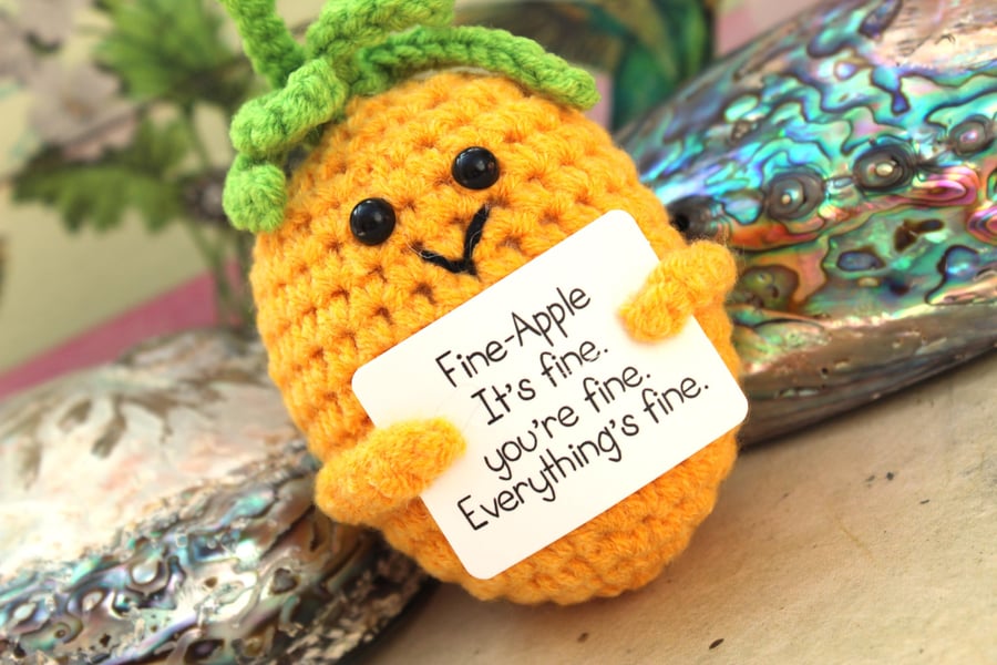 Positivity Pineapple:  Gift for Optimism - Handmade Crocheted pineapple 