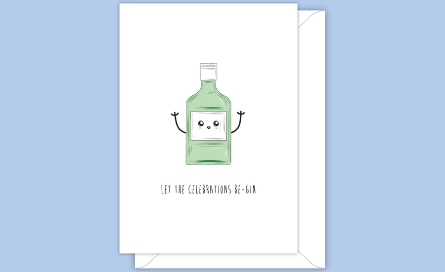 Funny Party Card, Let The Celebrations Be-Gin