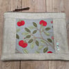 Velvet and linen zip pouch
