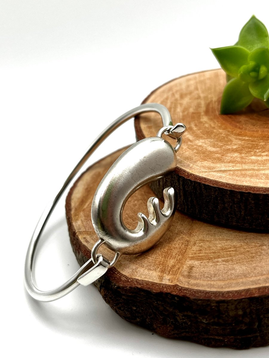 Sterling Silver Chunky Biomorphic Bangle
