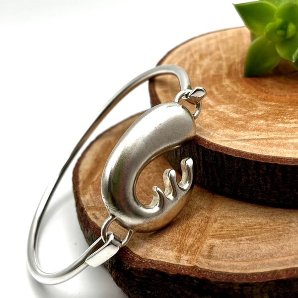 Sterling Silver Chunky Biomorphic Bangle