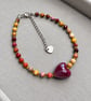 Handmade Natural Jasper Bracelet with Ceramic Heart Bead - Image 2