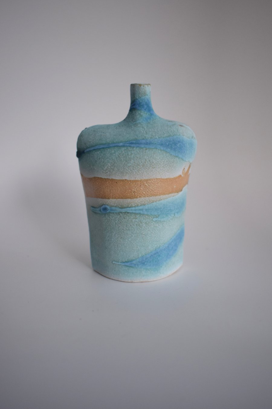 Small Ceramic Seascape Glazed Bottle 