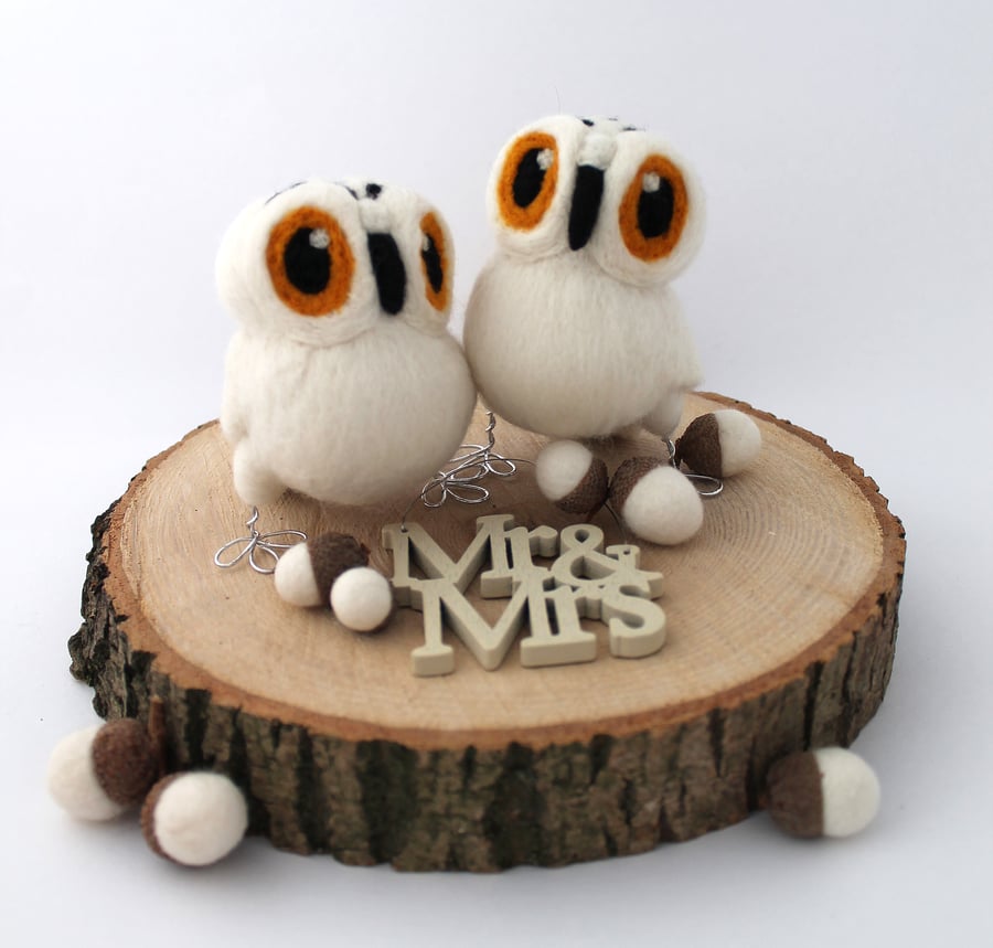  Snowy Owl Wedding Cake Topper