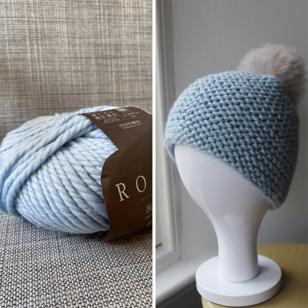 Learn To Knit Kit (Adults - Ice Blue Colour)