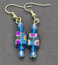 Light blue rectangular peacock earrings  - Image 1