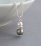 Dusty Green Pearl and Crystal Jewellery Set - Pastel Green Wedding Jewellery Set - Image 2
