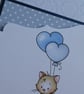New Baby Boy Card - Kitten with Balloons - Image 5