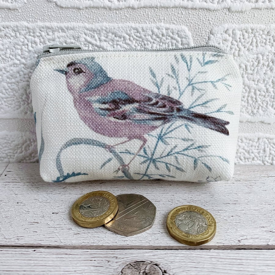 SOLD - Small Purse, Coin Purse with Chaffinch and Grasses