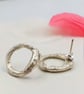 Molten Sterling Silver Circle Stud Earrings - Organic Chunky Minimalist Studs - Image 8