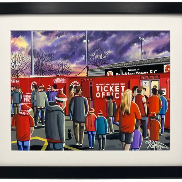 Brackley Town, Framed, St James Park Football Stadium Art Print 14" x 11" Frame 