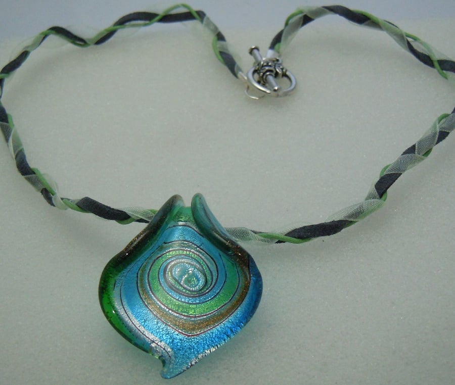 A Murano style foil glass pendant
