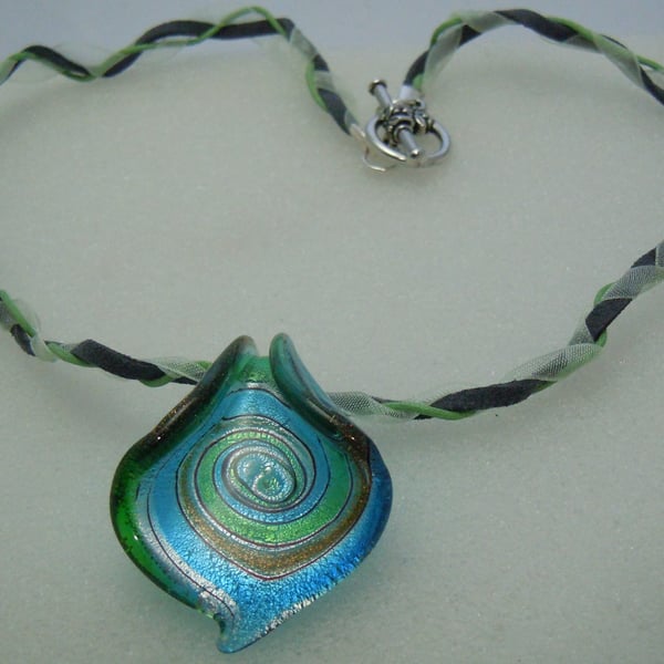 A Murano style foil glass pendant