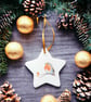 Robin Ceramic Star Double Sided Hanging Christmas Decoration 