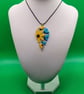 Handmade Polymer Clay Teardrop Necklace, Bold Colourful Artisan Jewellery (60 mm
