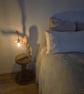 Rustic flowing wooden bedside lamp