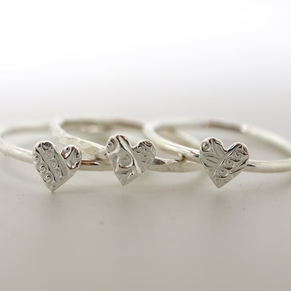 One Patterned Heart Stack ring