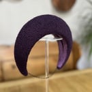 Plum Tweed Headband for Winter Formal Occasionwear - Couture Millinery