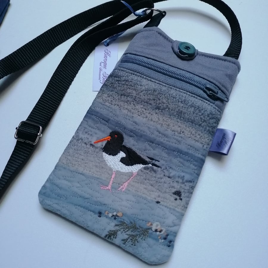 Oystercatcher Embroidered Crossbody Phone case