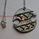 Aztec design kiln-fired enamel pendant