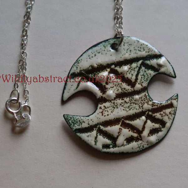 Aztec design kiln-fired enamel pendant