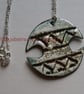 Aztec design kiln-fired enamel pendant
