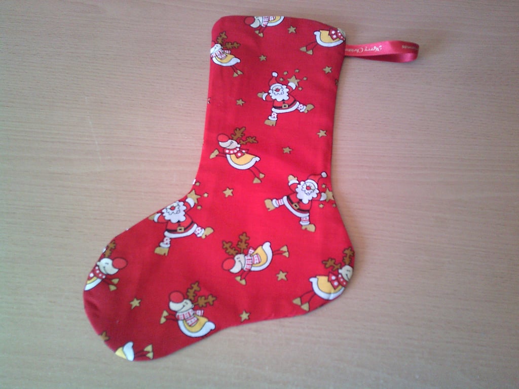 Comical Santa and Rudolph 10.5 inch stocking