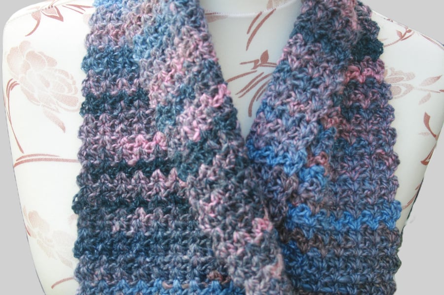 Variegated Crochet Scarf - Crochet Scarf - Suitable for All 