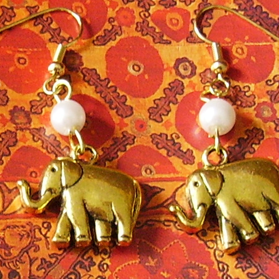 colonial steampunk art deco elephant earrings