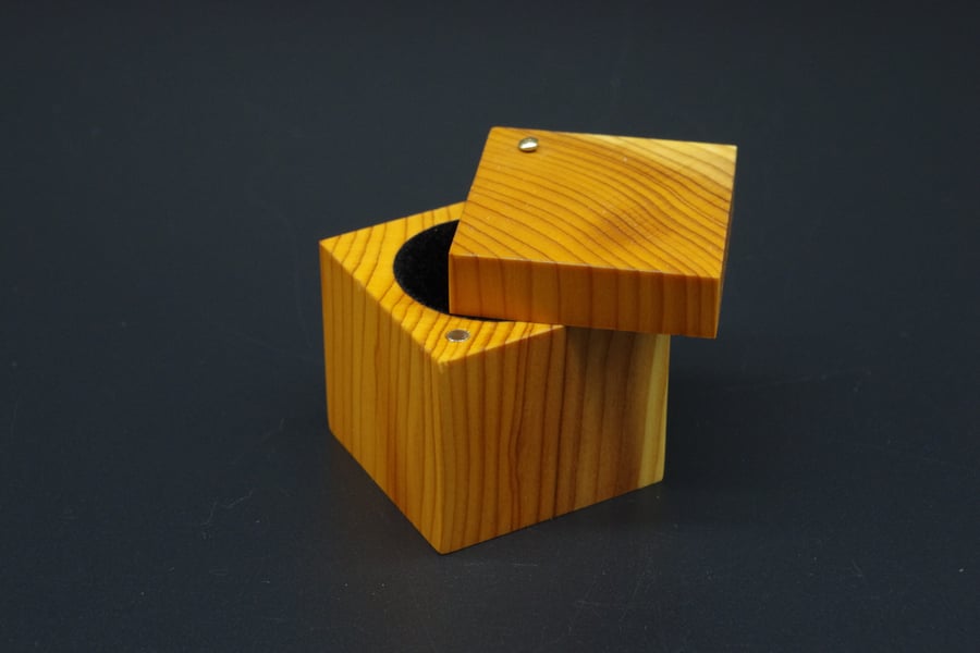 Wooden Ring Box. Handmade. Scottish Yew.