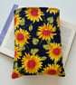 Sunflower Print Quilted Fabric Book Sleeve - Hardback Size  - Image 1