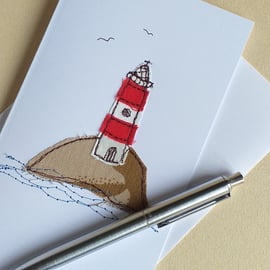 Embroidered Lighthouse Greeting Card