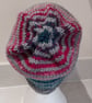 Handknit Noro Stripey 100% wool hatTerracotta Grey Medium - Image 4