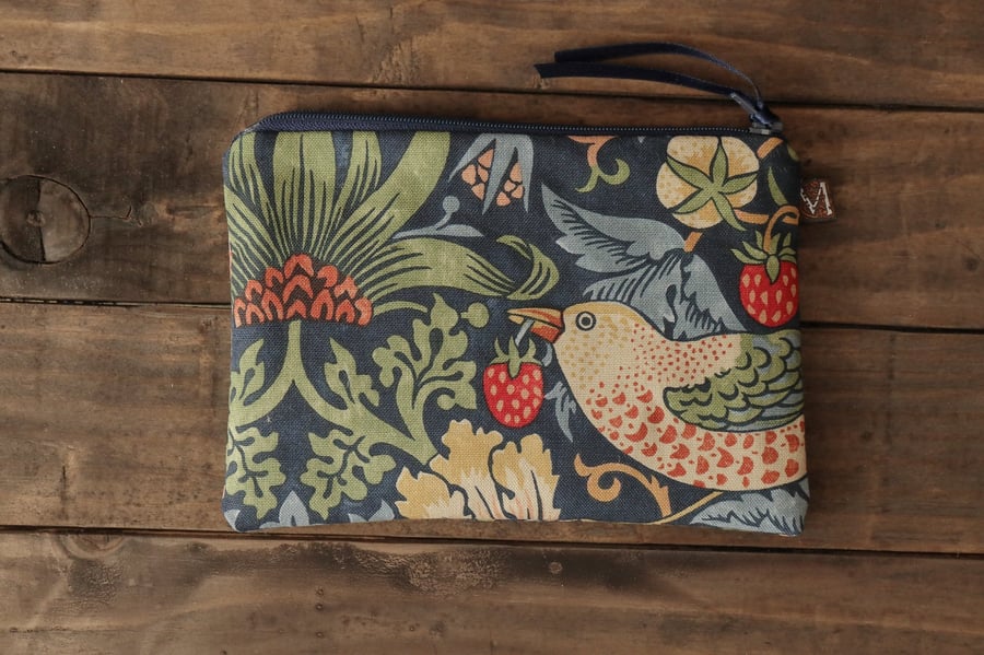 William Morris Strawberry Thief May Pouch Indigo