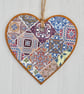 Decoupaged Wooden Hanging Heart 15cm (6”): Tile Effect design
