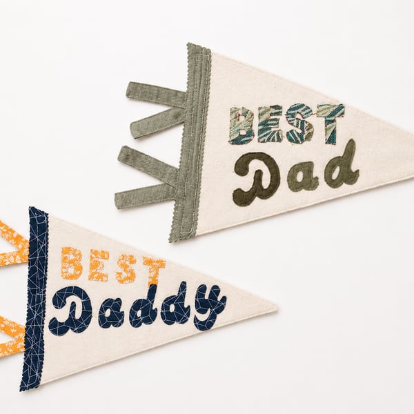Handmade "Best Dad" Fabric Pennant - Father's Day Keepsake