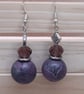 Statement jewellery - mauve, black and silver dangly earrings - Image 4