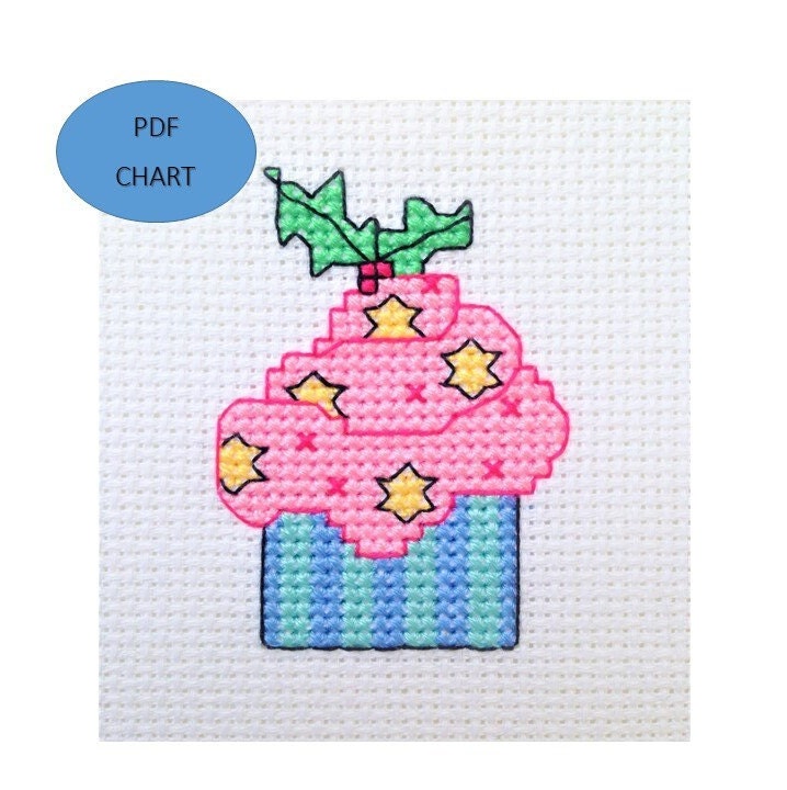 Christmas Cupcake Cross Stitch Digital Download PDF Pattern