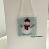 Fused glass keepsake snowmen cards 