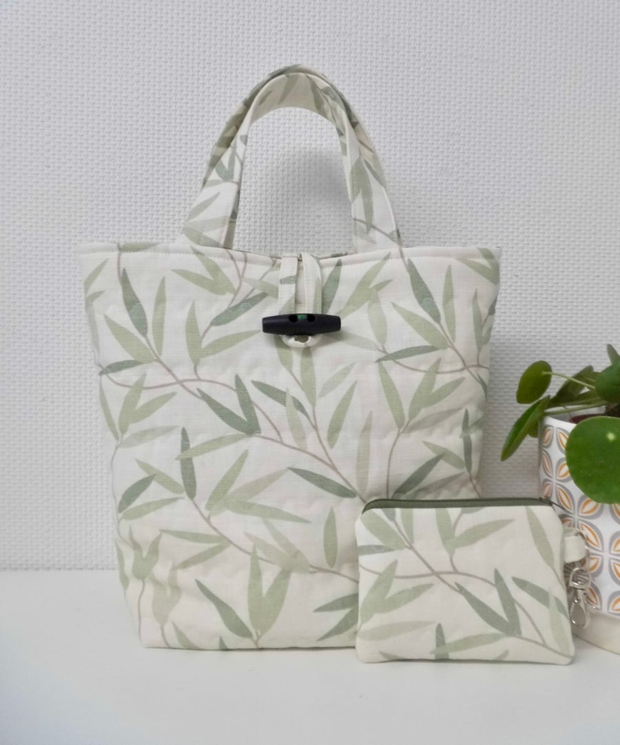 Handbag mini tote bag and purse in green Laura Folksy