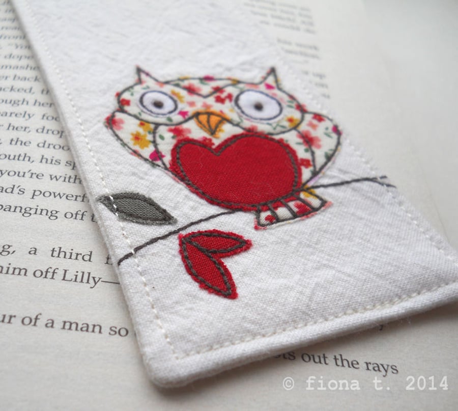 owl embroidered bookmark 