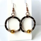 Leather Hoop Earrings with Wire Wrap Feature